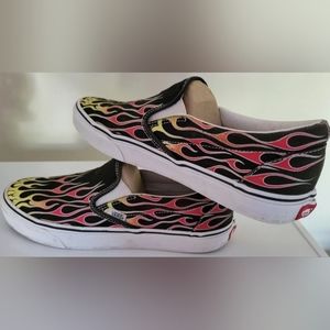 (SOLD) Vans Authentic Mash Up FLAMES Slip-On Skate Shoes Men's Size 10